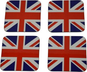 UK Union Jack Flag Drink Coaster Set