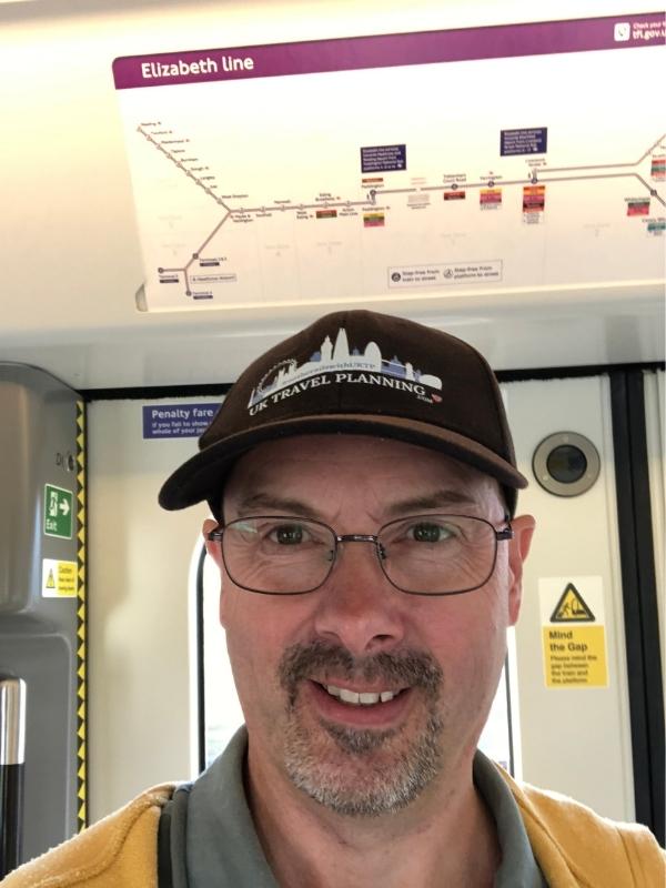 Man on a train in London.