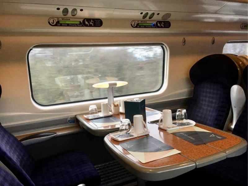 First class train carriage in the UK.