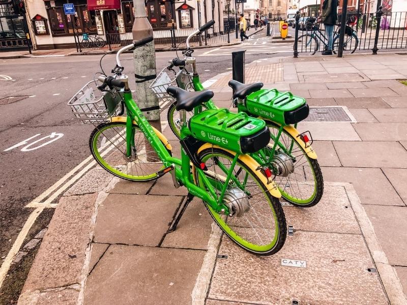 Lime bicycles in London.