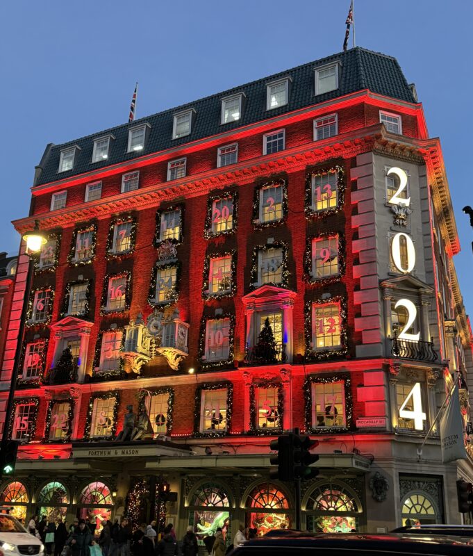 Christmas in London outside Fortnum and Mason