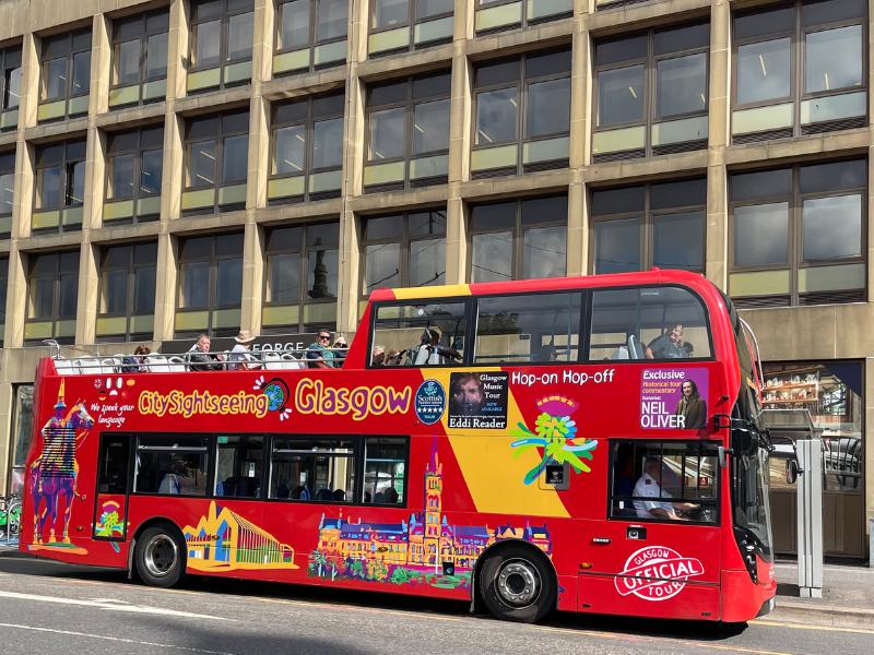 This city sightseeing bus is a great way to get around when following the Glasgow one day itinerary.
