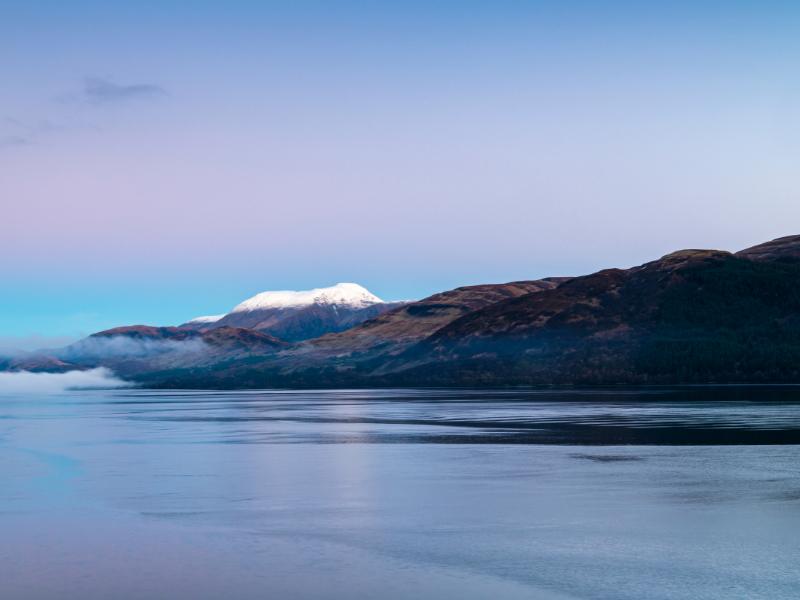 View of Ben Nevis from the shores of Loch Linnhe.