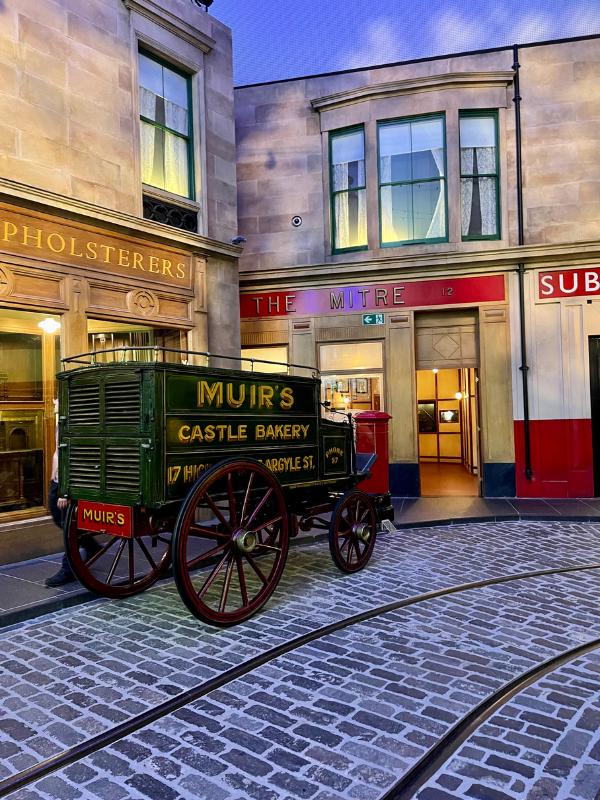 Old fashioned street at the Riverside Museum in Glasgow.