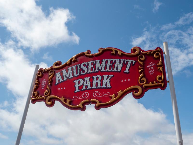 amusement park sign.