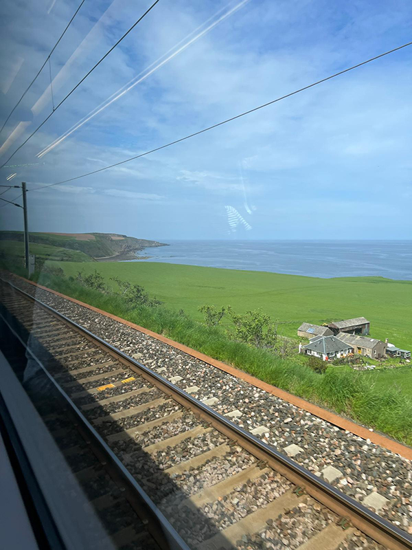 View out of the train on the way to Edinburgh - Northumberland coast