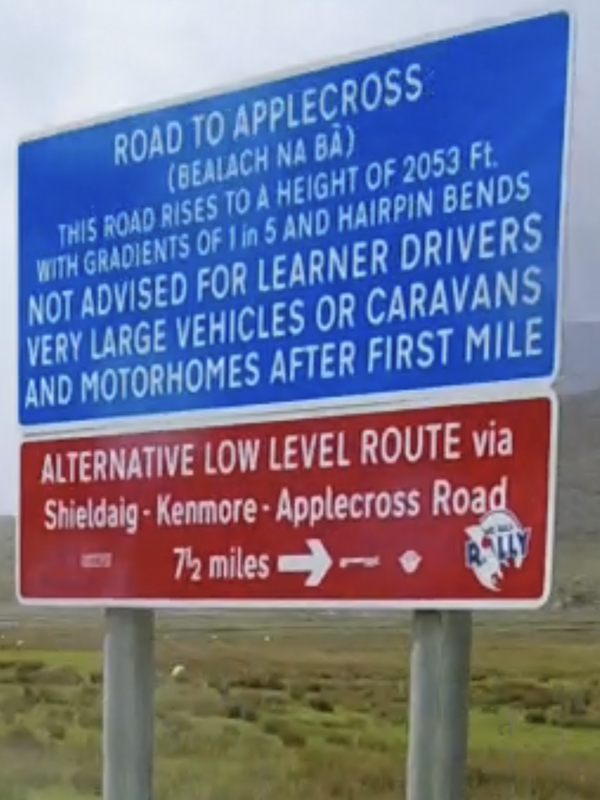 Signpost for Applecross in Scotland