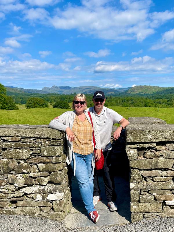 Lake District Tracy at wall