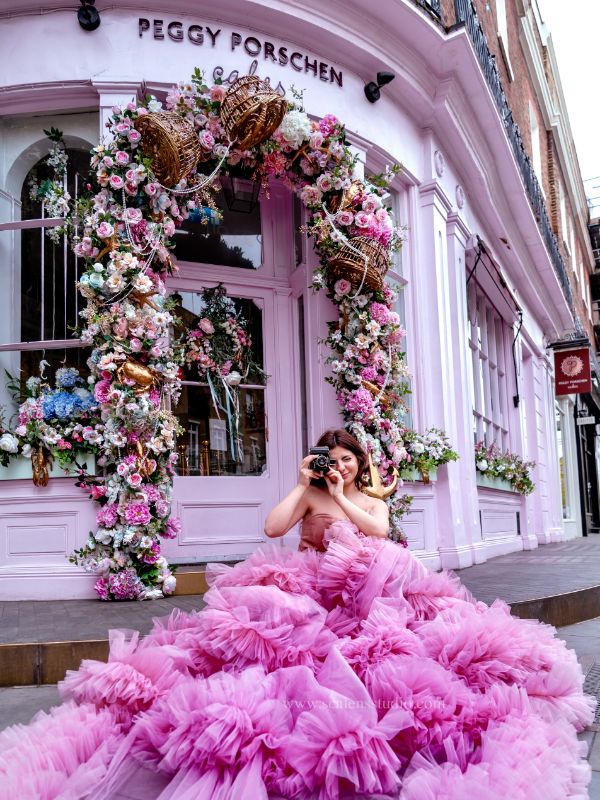 Scalens Studio Photoshoot in London. Luxury pinky dress photoshoot