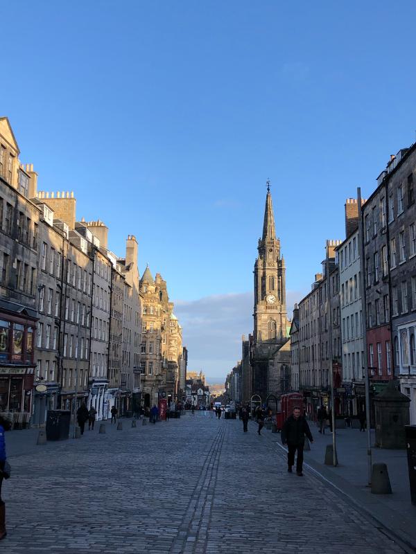 View down the Royal Mile in winter