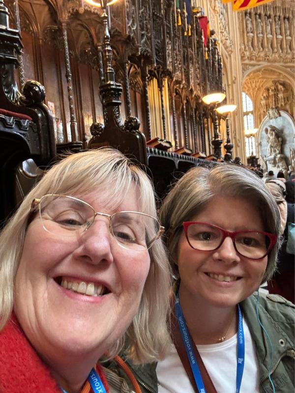 Tracy and Melissa at Winchester Abbey