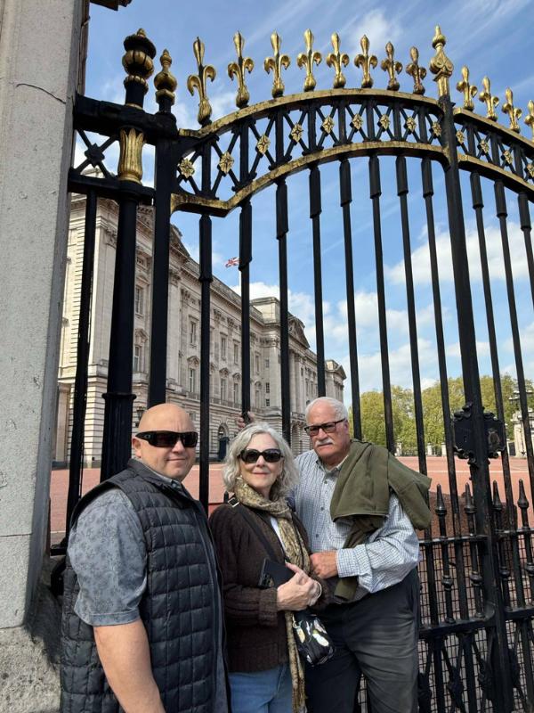 Kristens husband and Mum and Dad at Buckingham Palace
