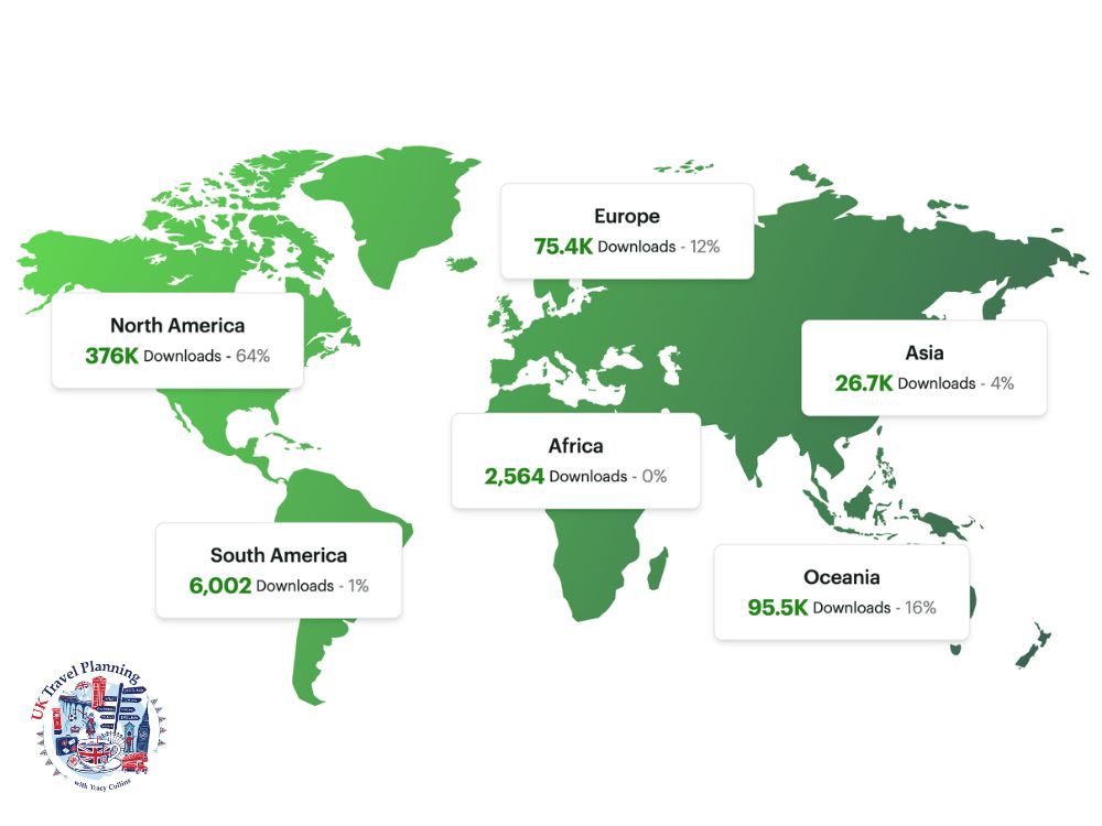 UK Travel Planning Podcast listener locations map