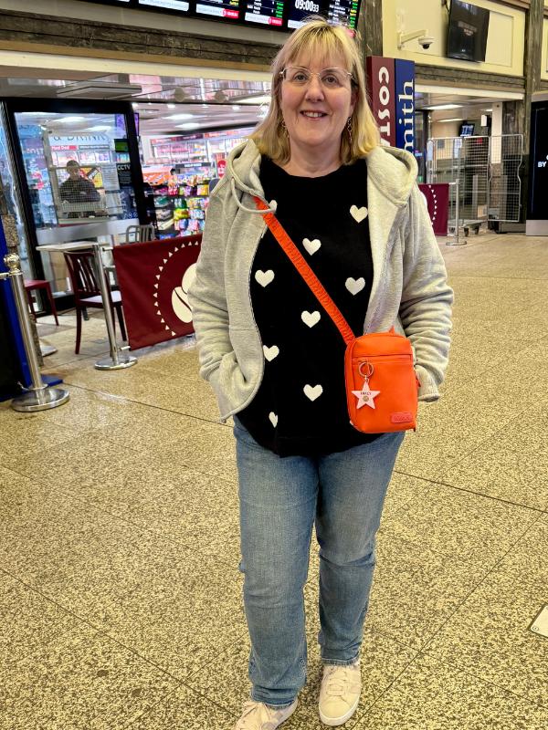 Tracy at Cardiff railway station