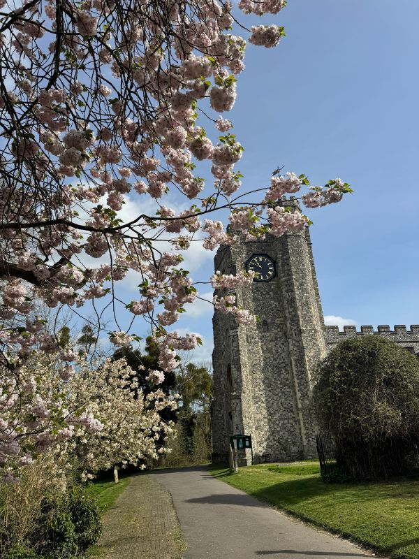 The historic church in Chilham village on an English Bus day tour from London