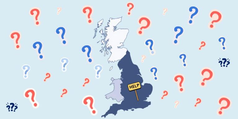 UK map with question marks