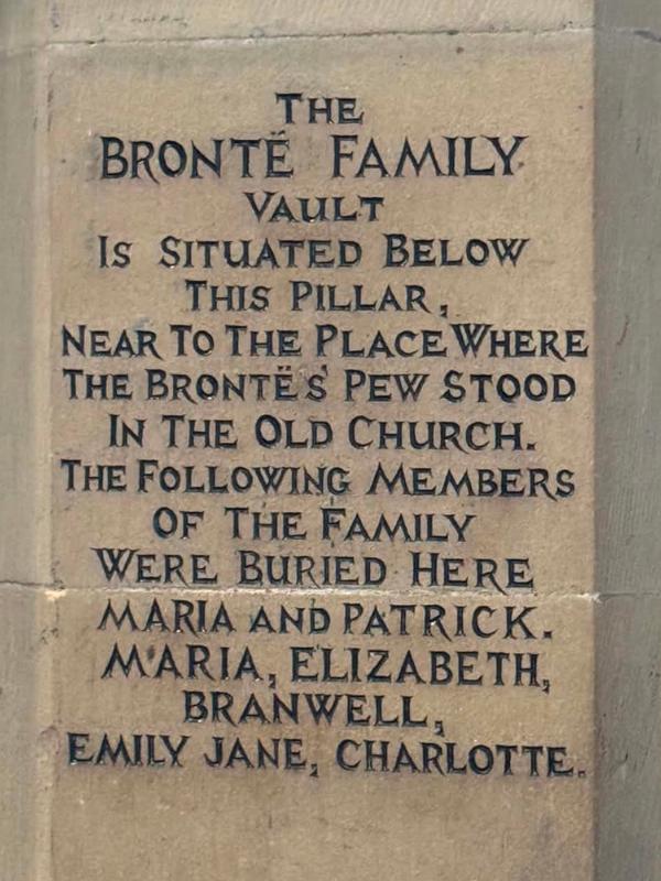 Memorial to the Brontë family inside St Michael and All Angels Church, Haworth