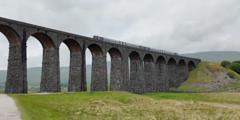 Train crossing the Ribblehead Viaduct