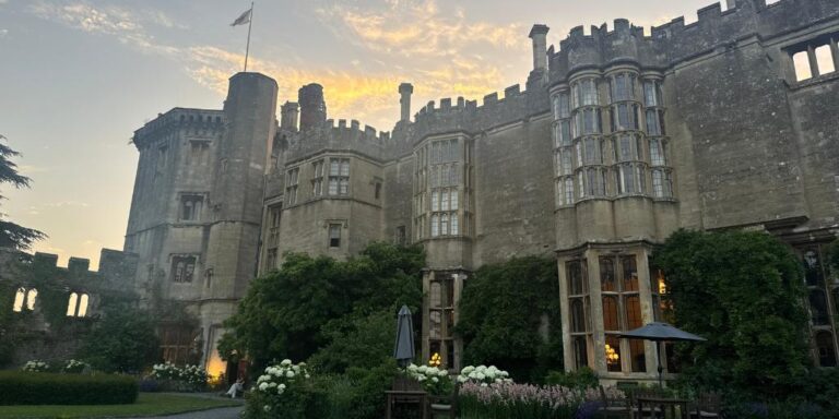 Thornbury Castle at dusk.