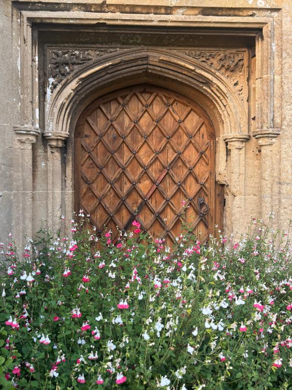 thornbury castle tudor door castle rose garden and tower 1
