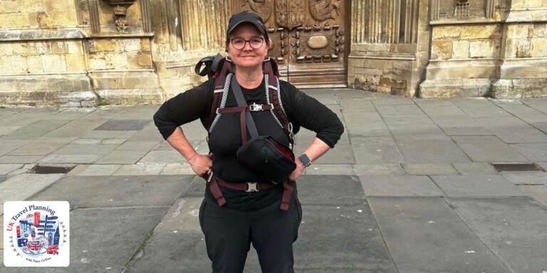 Katherine standing in front of Bath Abbey