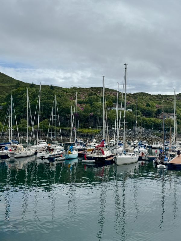 Fishing boats in Mallaig harbour at the end of the West Highland Line