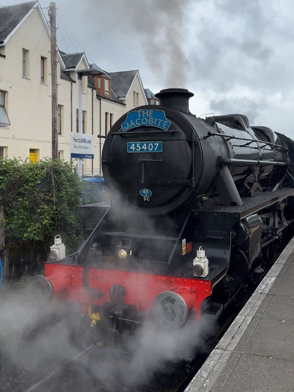The Jacobite steam train at Fort William before the run along the West Highland Line to Mallaig