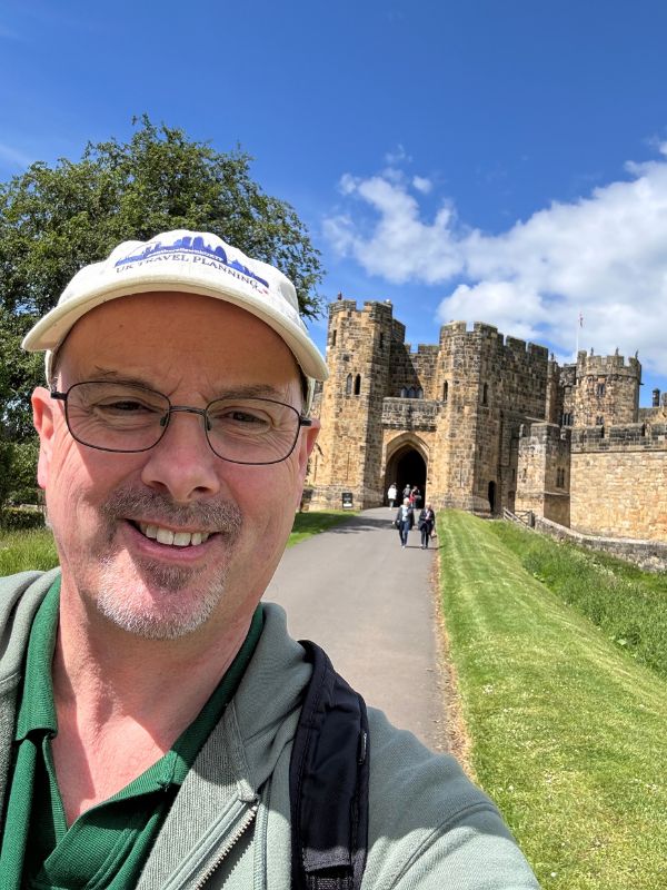 Doug Collins outside Alnwick Castle, Northumberland